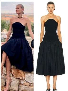 ALEXIS Kamali Strapless Combo Knit Midi Black SZ S